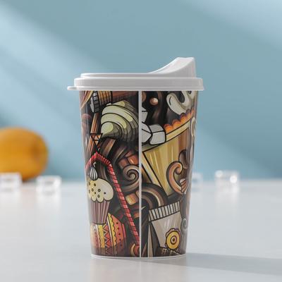 Стакан с крышкой пластиковый, 500 мл