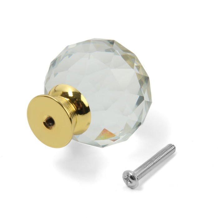 Ручка-кнопка CAPPIO "Алмаз", стеклянная, d=40 мм - фото 18545455