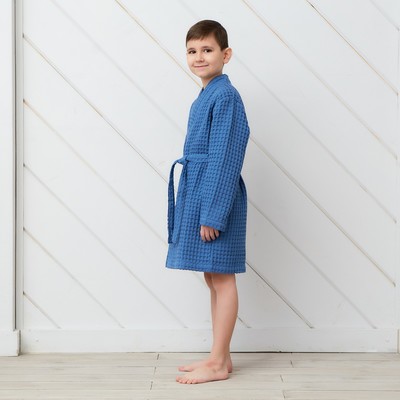 Халат вафельный детский «Крошка Я» Boho, размер 30 (98-104 см), синий