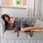 Халат вафельный женский удлинённый «Этель» Boho, размер 42-44, светло-серый, хлопок, 290 г/м² - Фото 5