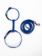 Комплект для кошек, ширина 1 см, ОШ 16.5-27 см, ОГ 21-35 см, поводок 120 см, синий - Фото 4