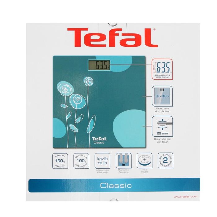 Весы напольные Tefal PP1533V0, электронные, до 160 кг, бирюзовые - фото 51344945