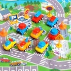 УЦЕНКА (Сломан контейнер) Набор инерционных машин «Город», коврик и дорожные знаки - Фото 2