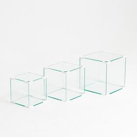 Комплект аквариумов Куб "Матрёшка", 16 л, 27 л, 43 л, белые уголоки