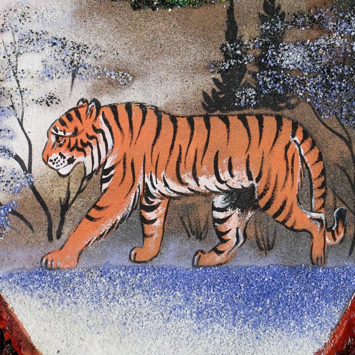 Панно на спиле "Зима. Тигр", 57-62 см, каменная крошка, вертикальное - фото 1883754016