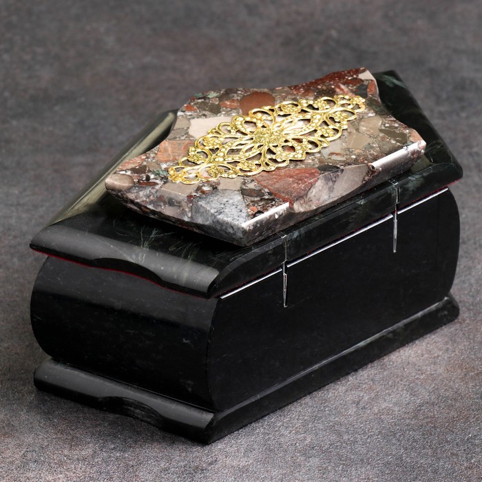 Ларец "Кружевной узор", 16х9х8 см, натуральный камень, змеевик - фото 1905853901