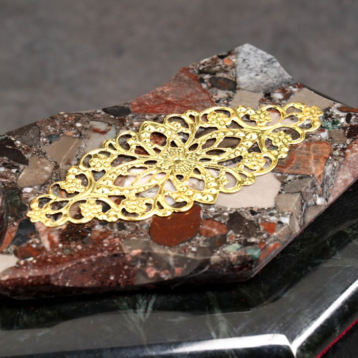 Ларец "Кружевной узор", 16х9х8 см, натуральный камень, змеевик - фото 1905853903