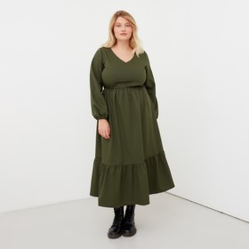 Платье женское миди MIST plus-size, р.52, хаки 7338210