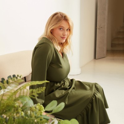 Платье миди женское MIST plus-size, размер 54, хаки