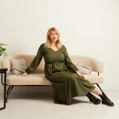 Платье миди женское MIST plus-size, размер 54, хаки