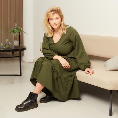 Платье миди женское MIST plus-size, размер 54, хаки