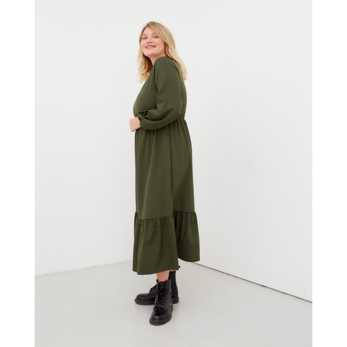 Платье миди женское MIST plus-size, размер 56, хаки