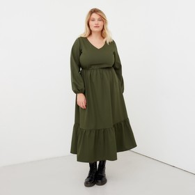 Платье женское миди MIST plus-size, р.56, хаки 7338212
