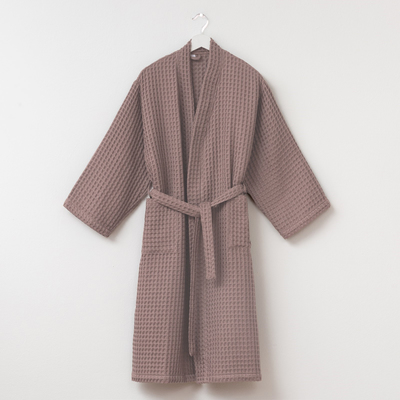 Халат вафельный женский удлинённый «Этель» Boho, размер 54-56, хлопок, 290 г/м², бежевый