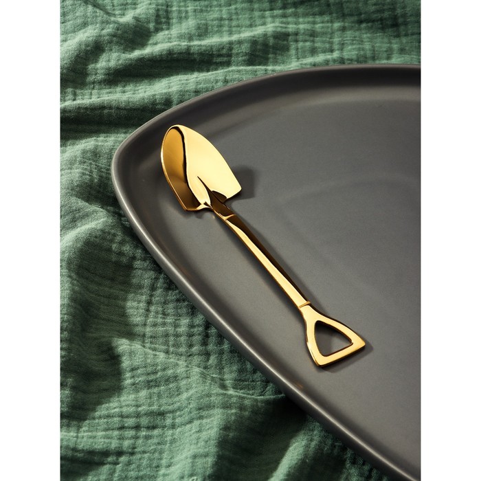 Ложка десертная из нержавеющей стали Magistro «Лопата», длина 15,5 см, форма овальная, цвет золотой - Фото 1
