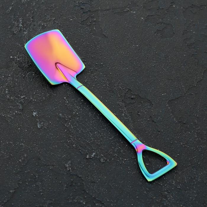 Ложка десертная из нержавеющей стали Magistro «Лопата», длина 15,5 см, форма прямоугольная, цвет хамелеон - Фото 1