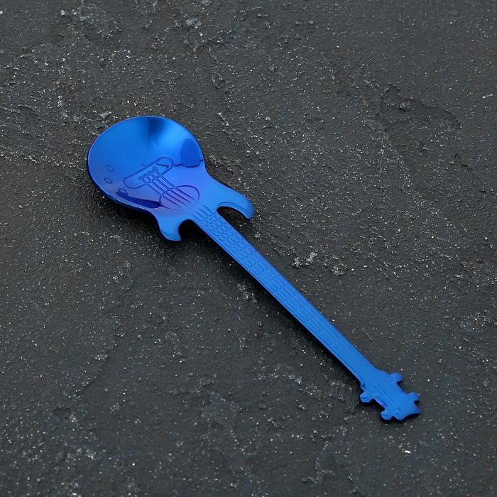 Ложка десертная из нержавеющей стали Magistro «Гитара», длина 12 см, цвет синий - Фото 1