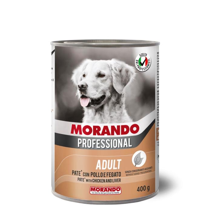 Влажный корм Morando Professional для собак, паштет с курицей и печенью, 400 г - Фото 1