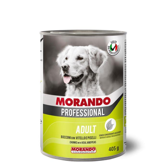 Влажный корм Morando Professional для собак, кусочки телятины и горох, 405 г - Фото 1