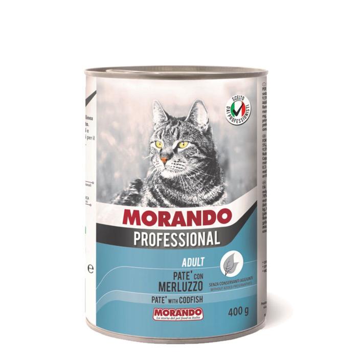 Влажный корм Morando Professional для кошек, паштет с треской, 400 г - Фото 1
