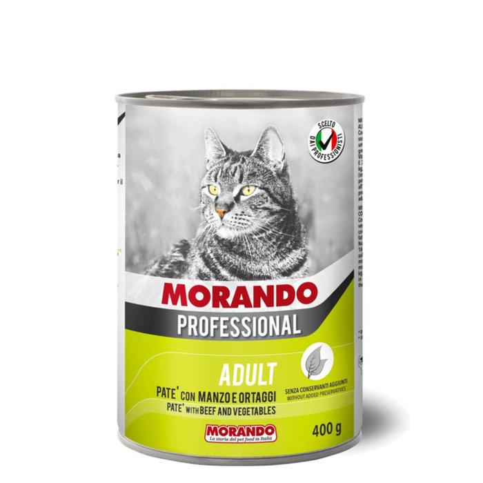 Влажный корм Morando Professional для кошек, паштет с говядиной и овощами, 400 г - Фото 1
