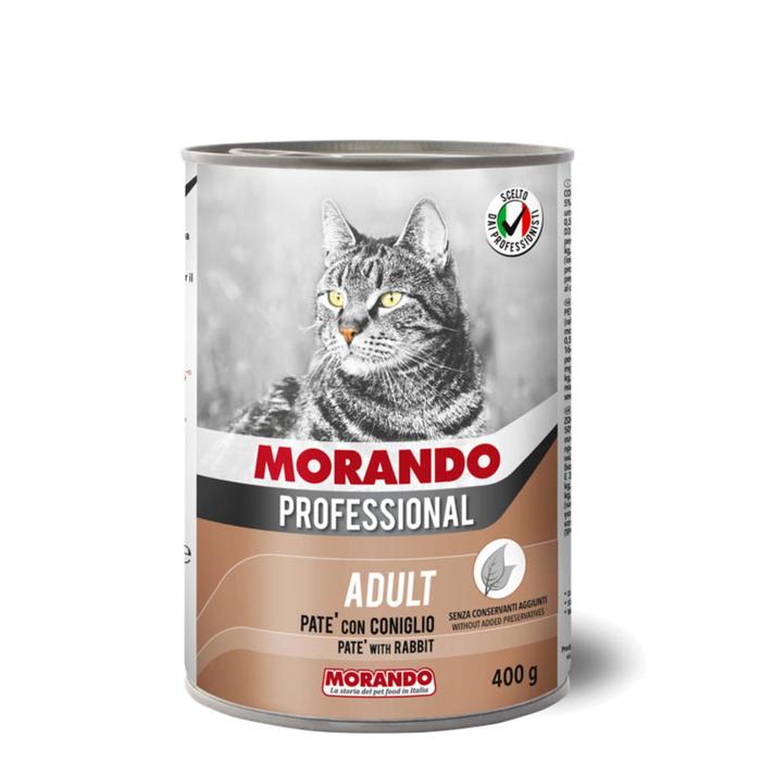 Влажный корм Morando Professional для кошек, паштет с кроликом, 400 г - Фото 1