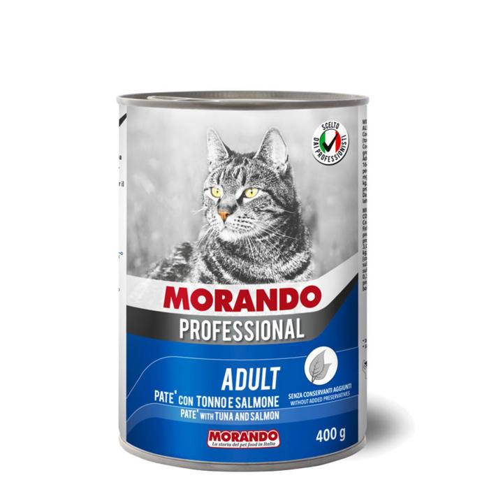 Влажный корм Morando Professional для кошек, паштет с тунцом и лососем, 400 г - Фото 1
