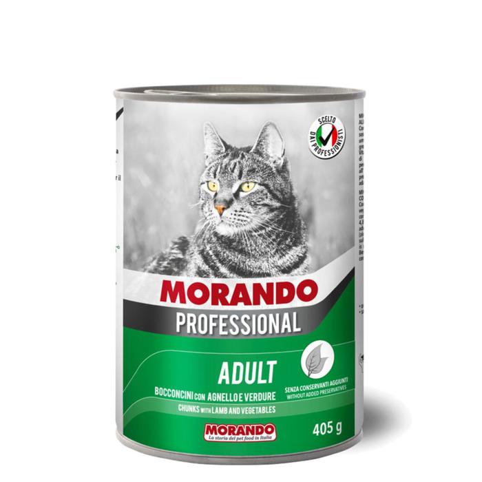 Влажный корм Morando Professional для кошек, кусочки с ягенком и овощами, 405 г - Фото 1