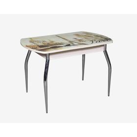 Стол раздвижной «Грация», 1100(1450) × 700 × 750 мм, глянец, хром, цвет белёный дуб/париж