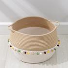 Корзина для хранения плетёная с ручками ручной работы Доляна «Вори», 39×29×23 см, цвет белый - фото 21372035