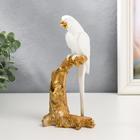 Сувенир полистоун "Белый попугай Ара на золотом дереве" 20х7х10,5 см - фото 9405115
