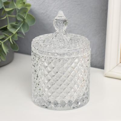 Шкатулка для украшений «Цилиндр с ромбиками», стекло, прозрачная, 14.5×8.5×8.5 см