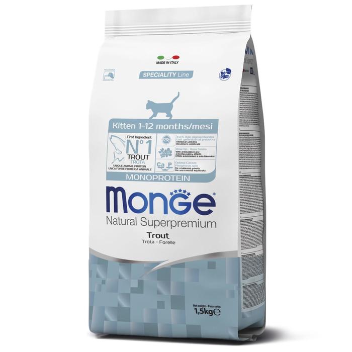 Сухой корм для котя Monge Cat Speciality Line Monoprotein, форель, 1.5 кг - Фото 1