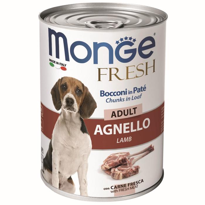 Влажный корм Monge Dog Fresh Chunks in Loaf для собак, рулет из ягненка, 400 г - Фото 1