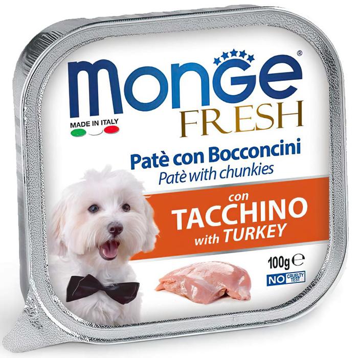 Влажный корм Monge Dog Fresh для собак, с индейкой, консервы, 100 г - Фото 1