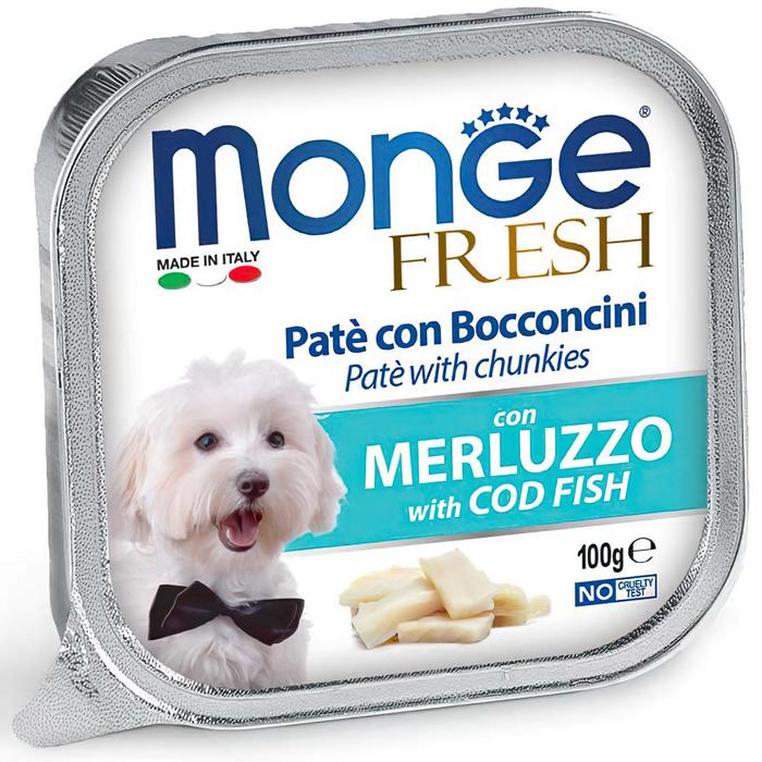 Влажный корм Monge Dog Fresh для собак, с треской, консервы, 100 г - Фото 1