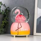 Сувенир полистоун водяной шар музыка "Фламинго-цветок" крутится d=10 см МИКС 15,5х10х10 см - Фото 2