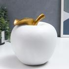 Сувенир полистоун "Белое яблоко с золотым листочком" 18,5х17х17 см - фото 9405299