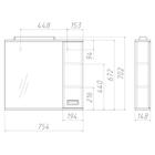 Зеркало шкаф для ванной комнаты «Домино» Cube 75, с подсветкой, правый, 754×686 мм - Фото 3