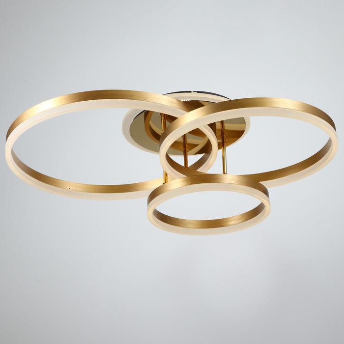 Люстра с пультом BayerLux 1342/3, LED, 160 Вт, 3000-6000К, золото, 77×55×20 см