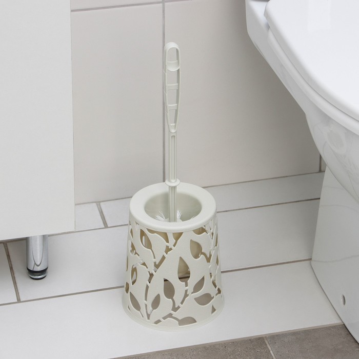 Ёршик для туалета «Флора», 14×41×41 см, цвет белый - фото 1889656736