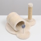 Игровой комплекс со столбиком-когтеточкой, трубой, игрушкой, 40 х 30 х 35 см, молочный - фото 24725217