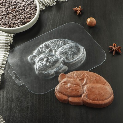 Форма для шоколада и конфет «Кисонька», 127×93×14 мм, пластик, прозрачная