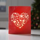 Фигура светодиодная из картона "Сердце красное", 13х16х5 см, АА*2, 1LED, Т/БЕЛЫЙ - фото 3763972