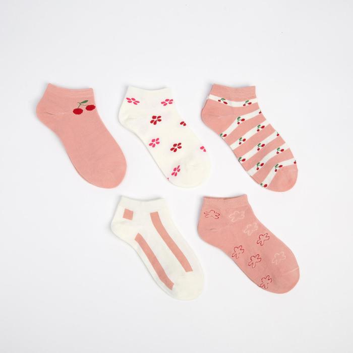 Набор женских носков (5 пар) MINAKU «Цветы», размер 36-39 (23-25 cм) - фото 1908763272