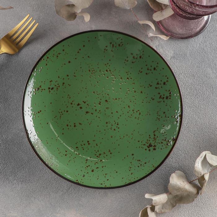 Тарелка керамическая обеденная «Созвездие», d=21 см, цвет зелёный - Фото 1