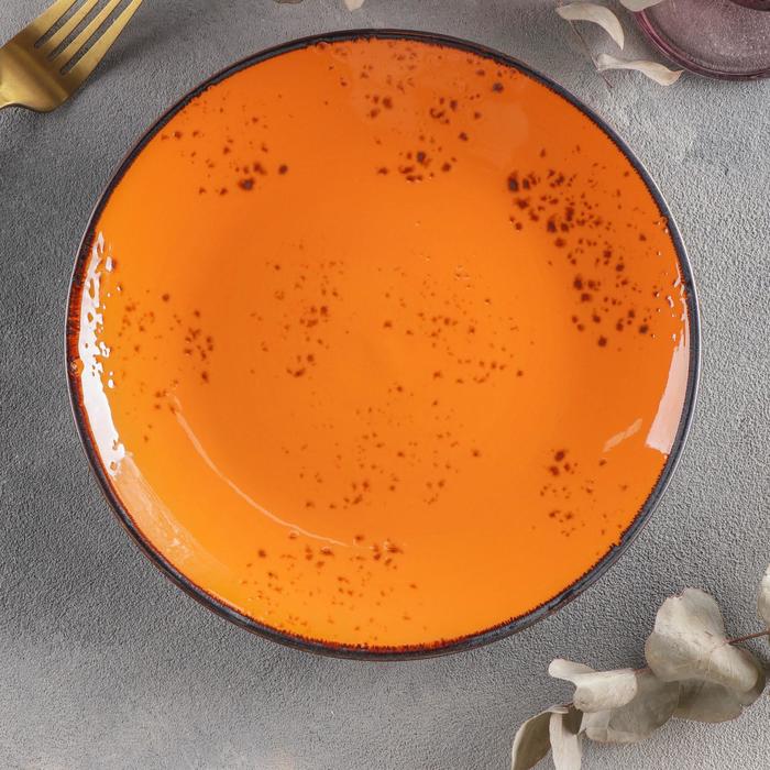 Тарелка керамическая обеденная «Созвездие», d=21 см, цвет оранжевый - Фото 1
