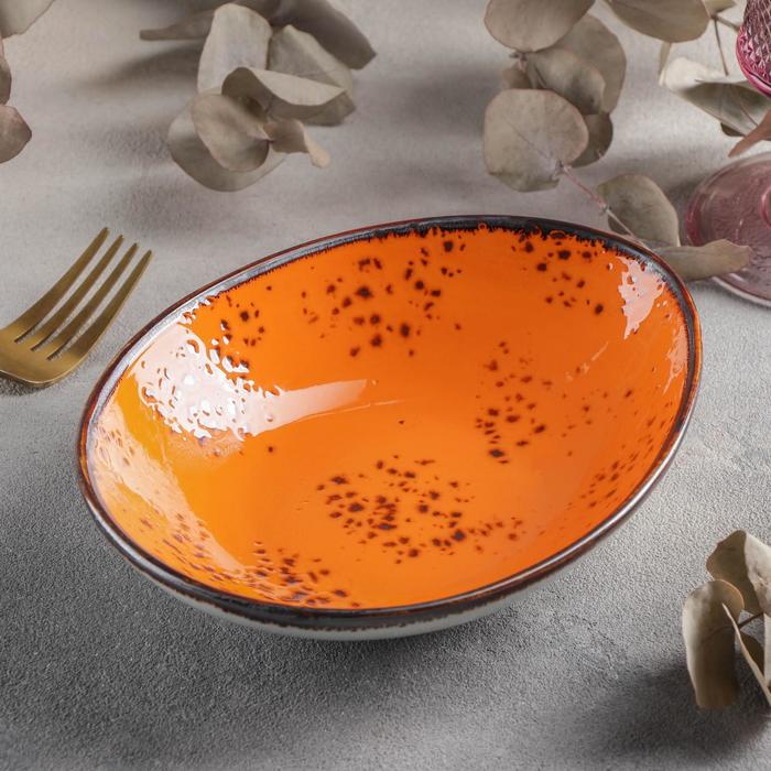 Салатник керамический «Созвездие», 19×14 см, цвет оранжевый - Фото 1