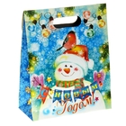 Пакет подарочный (блестки) «Снеговики», 26 × 32 см - Фото 2