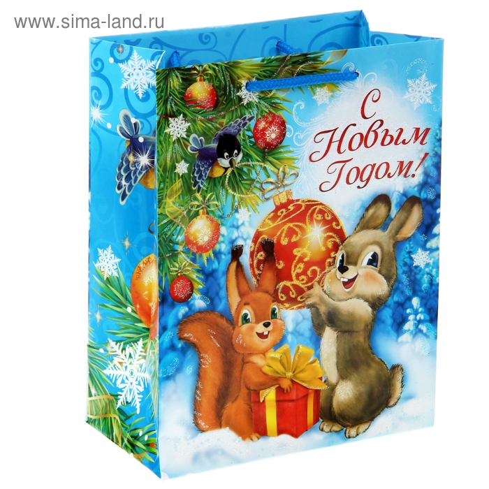 Пакет ламинированный вертикальный «Зайчик и белка», 11 × 14 см - Фото 1